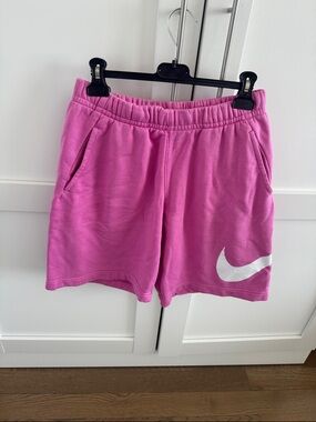 Nike Pink Athletic Fleece Shorts with White Swoosh